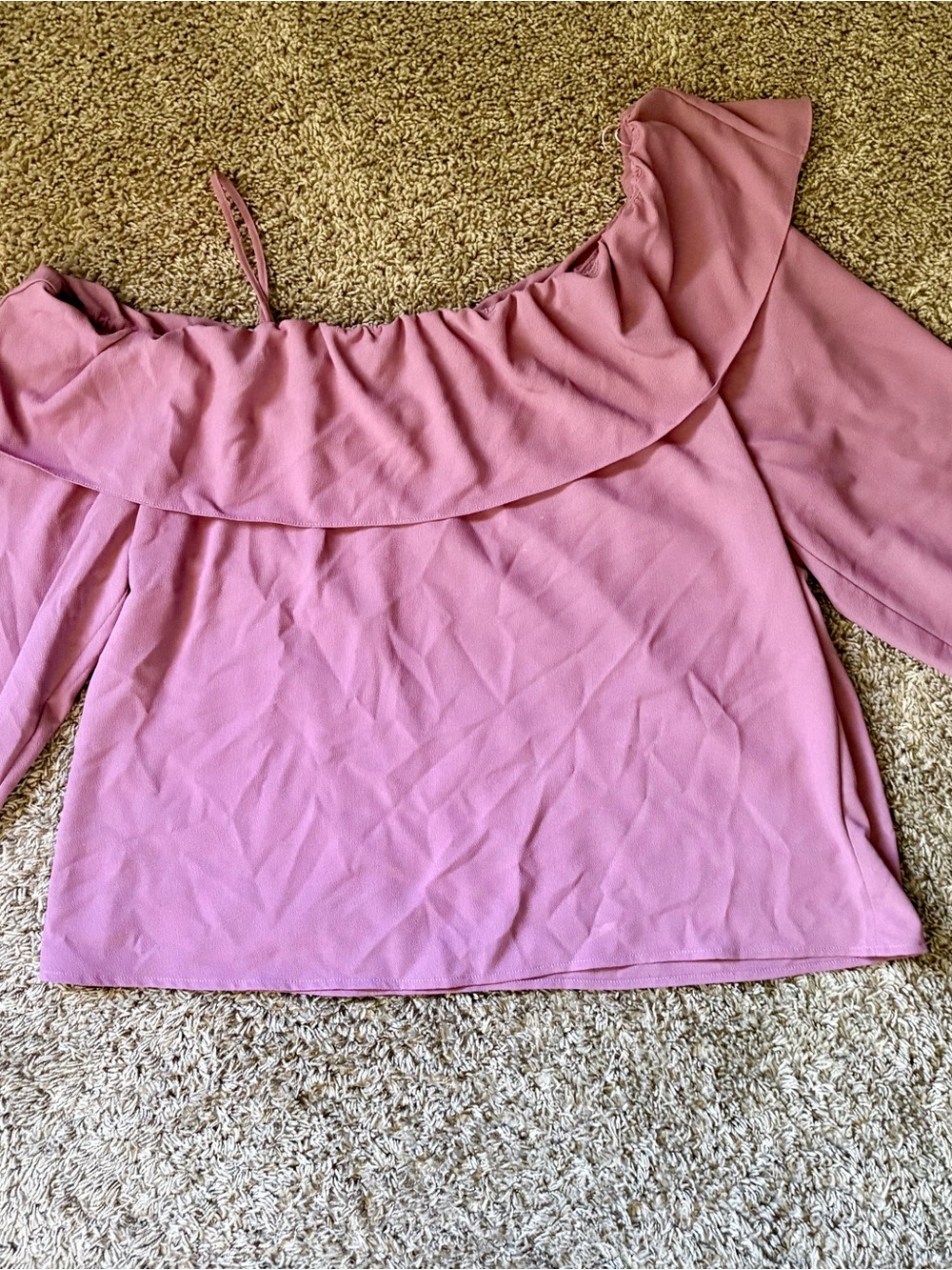 1.State One-Shoulder Ruffle Blouse - Rose - Picture 2 of 3
